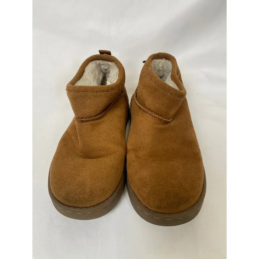 White Mountain Girls Low Boots Suede Fur lined Tan Size 12